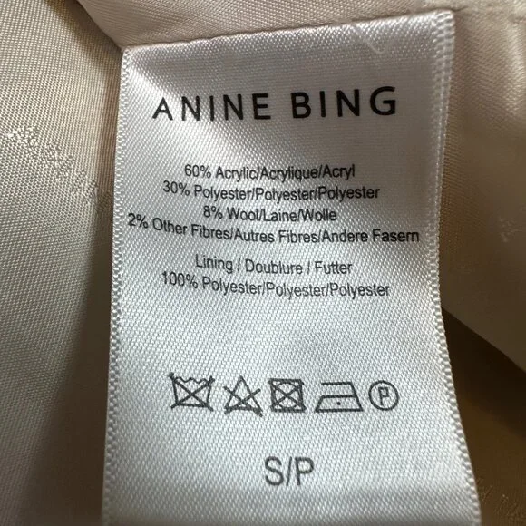 Anine Bing Fishbone Blazer Tan Beige Tweed Designer Women's Size Small - Office - Picture 7 of 7